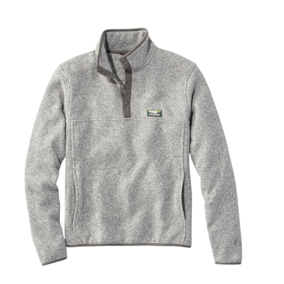LL Bean 1/4 Fleece Pullover Sweater Mens XL Tall Gray Snap Slightly Fitted - Picture 1 of 12